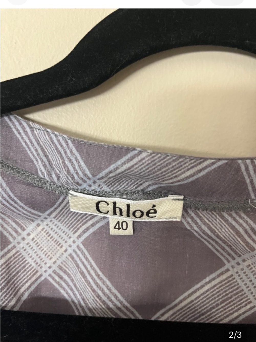 Chloe Gray Plaid Ruffle-Trim Button Front Top - Picture 2 of 3